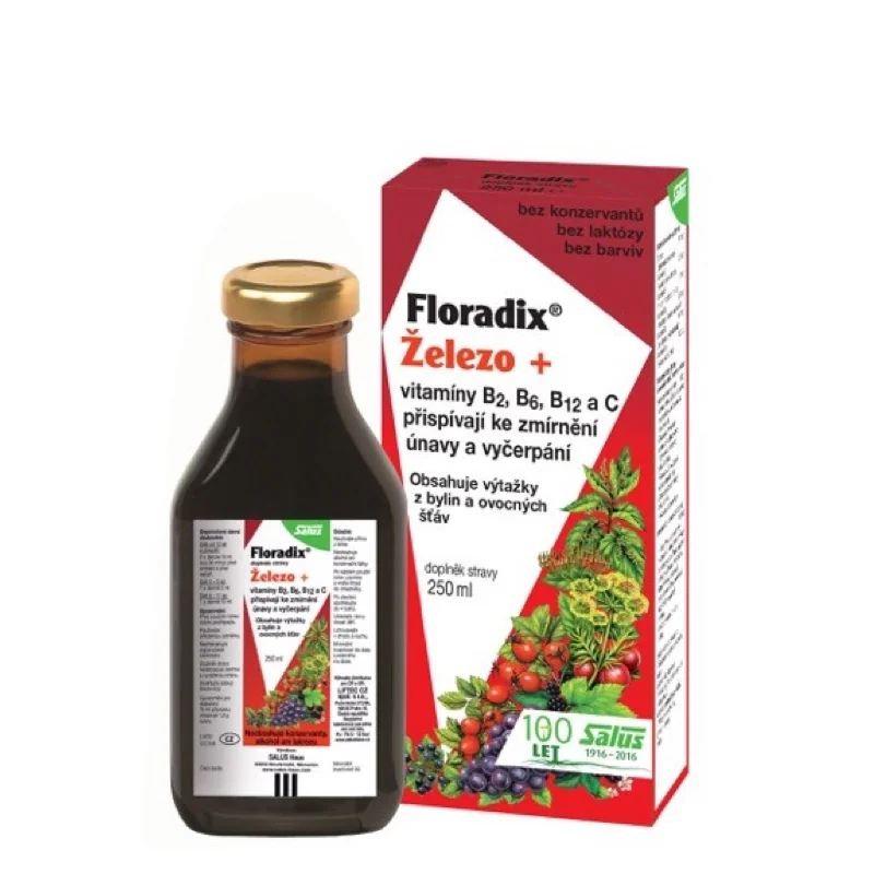 Floradix Železo+ tekuté – železo, vitamíny B a C na krvotvorbu a únavu - Veľkosť balenia: 250 ml