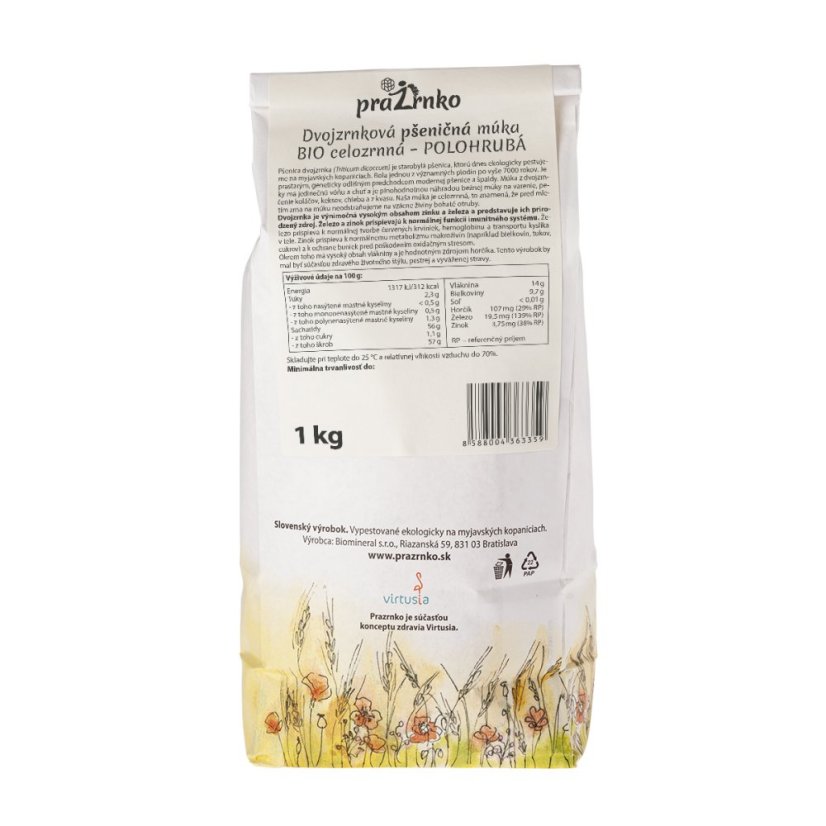 Dvouzrnková mouka polohrubá BIO