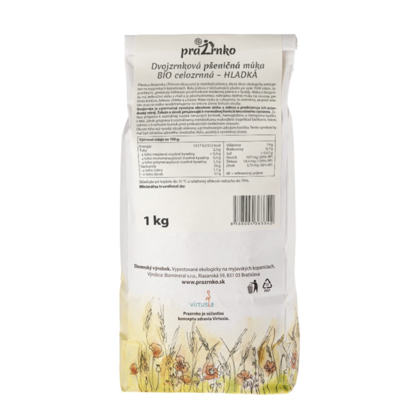 Dvojzrnková múka hladká BIO Prazrnko – celozrnná 1 kg