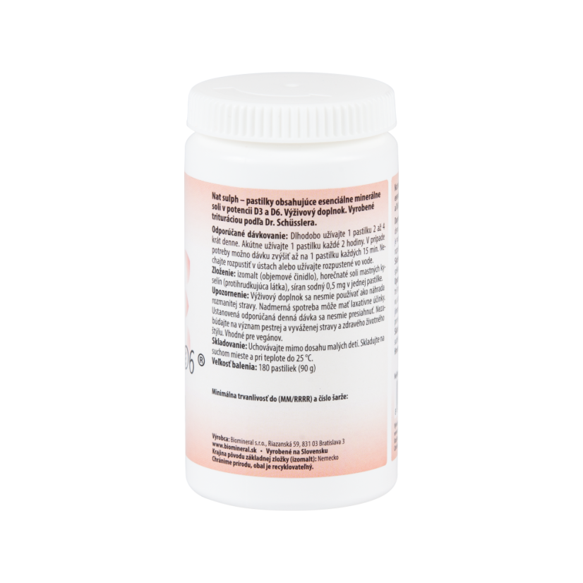 Natrium sulphuricum – buněčná sůl (Schüsslerova sůl č. 10) Biomineral D6
