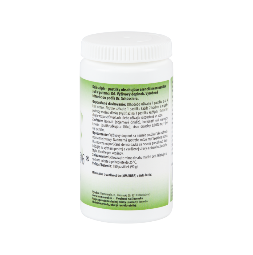 Kalium sulphuricum – bunková soľ (Schüsslerova soľ č. 6) Biomineral D6