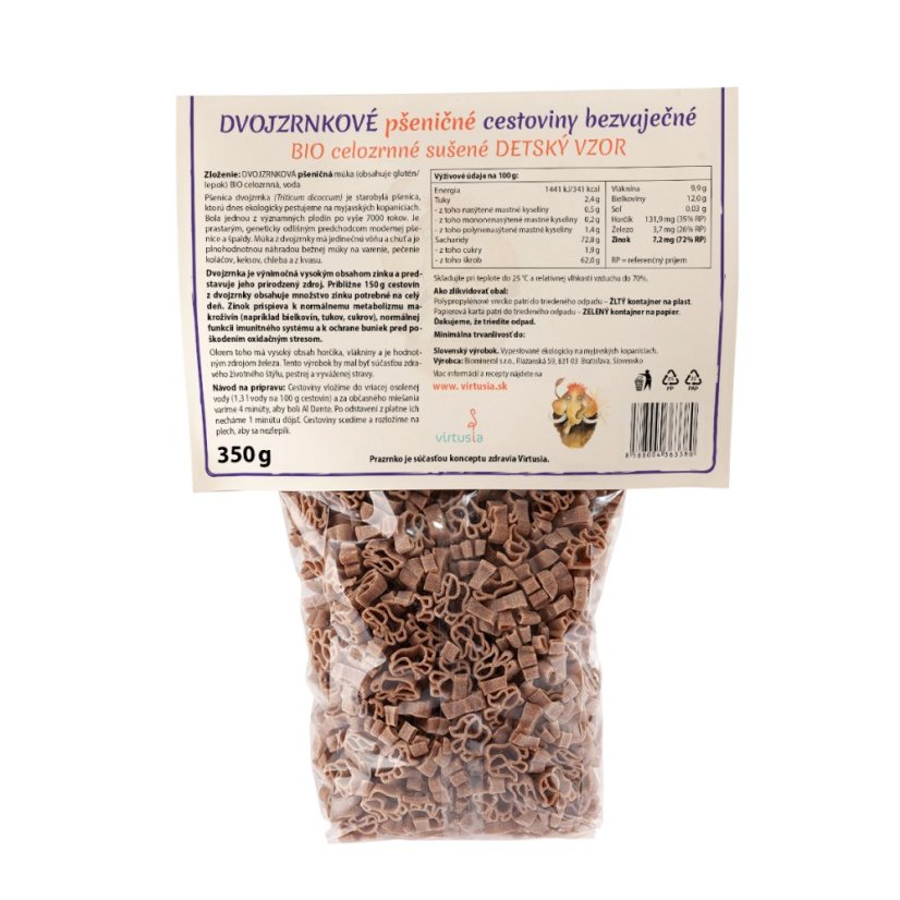 Dvouzrnkové těstoviny dětské BIO Prazrnko 350 g