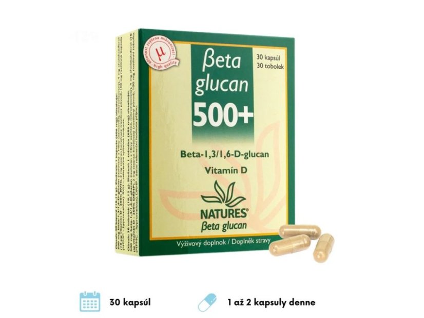 Beta Glucan Natures z hlivy ustricovej na imunitu - Beta glucan 500+: 240+